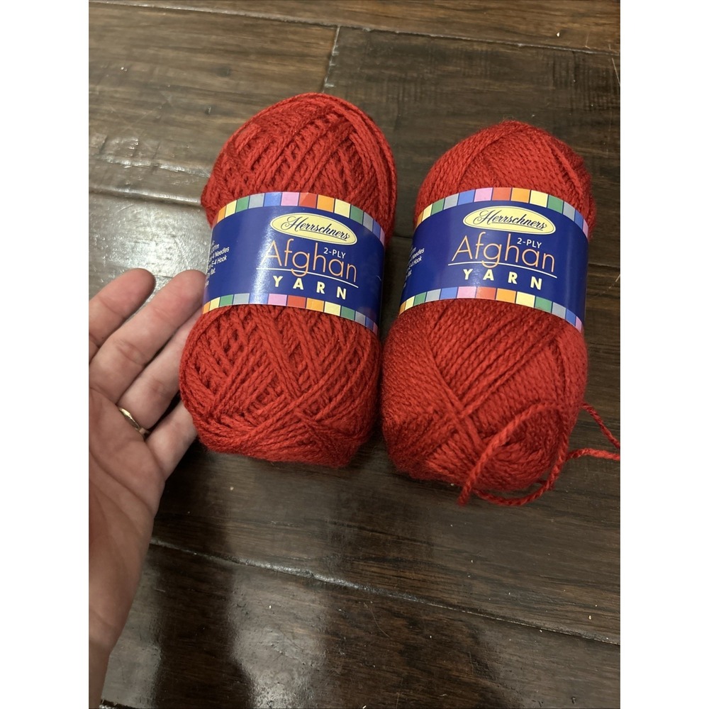 2 Skeins Herrscheners 2 Ply Afghan Acrylic Yarn Victorian Red 56g Color 0036